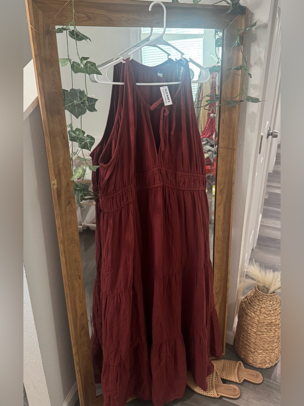 BNWT 100% Cotton Old Navy Fit & Flare Crinkle Gauze Maxi Dress - Picture 3 of 5